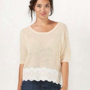 LC Lauren Conrad 3/4 length sleeved lace sweater